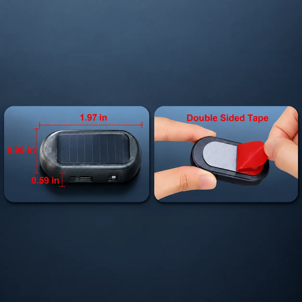 Solar Fake Car Alarm Light – Red & Blue Auto Sensor Security Warning LED