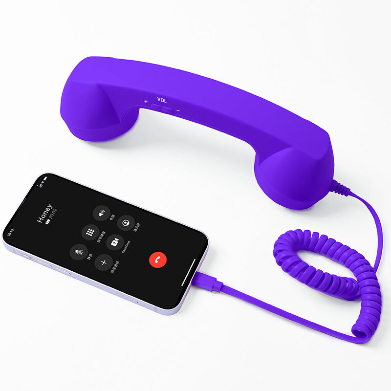 Retro Phone Handset – Type-C / 3.5mm Wired Receiver with Mic & Volume Control