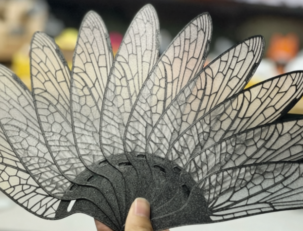 Dragonfly Wing Folding Fan Home Daily Use Holiday Gift Feather Fan (White/Black & White/Blue & White/Black & Green)