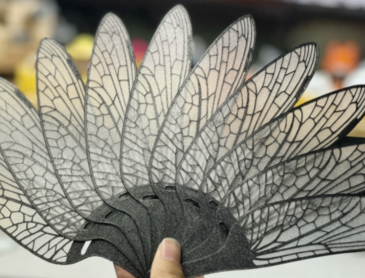 Dragonfly Wing Folding Fan Home Daily Use Holiday Gift Feather Fan (White/Black & White/Blue & White/Black & Green)