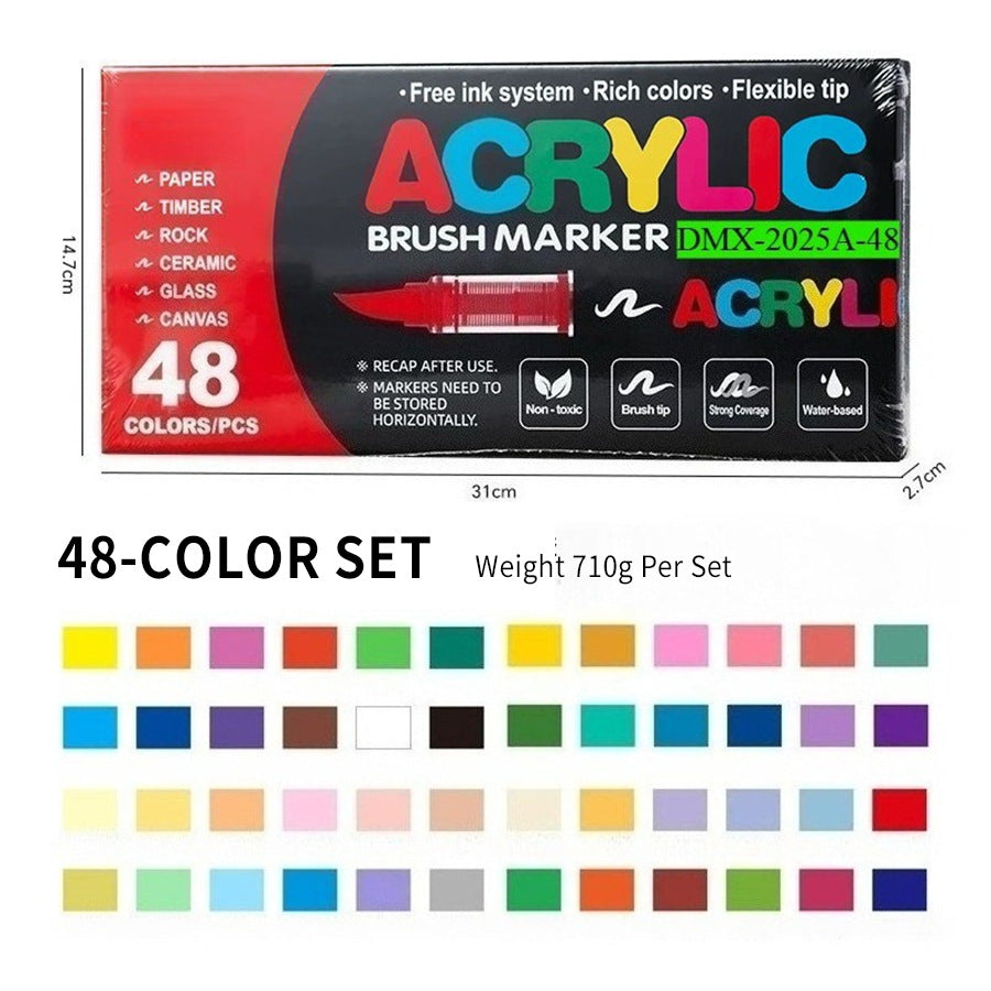 Acrylic Paint Marker Set – Soft Brush Tip Paint Pens, 12/24/36/48/72 Colors