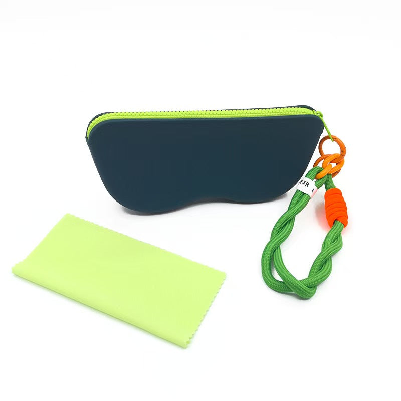 Dopamine Silicone Eyeglasses Case – Detachable Wrist Strap & Lens Cloth