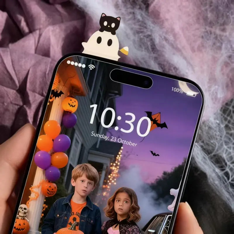 6PCS Halloween Phone Charms – 3D Ghost, Pumpkin & Bat Decorations