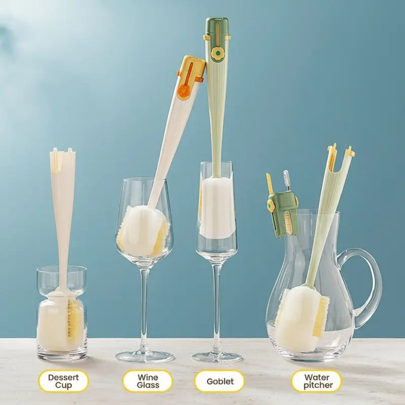 5-in-1 Bottle Cleaning Brush Set – Silicone Scrubber with Straw Brush