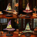 Witch Hat Lamp, Witch Hat Lamp Stained Glass Resin, Stained Glass Resin Lamp Shade Gothic Light, Fun Spooky Lamps Mystical Decor Haunted Wizard Halloween Decoration Used for Indoor Party、Home Dector