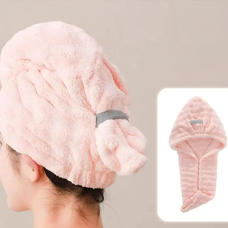 Extra-Thick Microfiber Hair Drying Towel Cap – Large Quick-Dry Hair Wrap