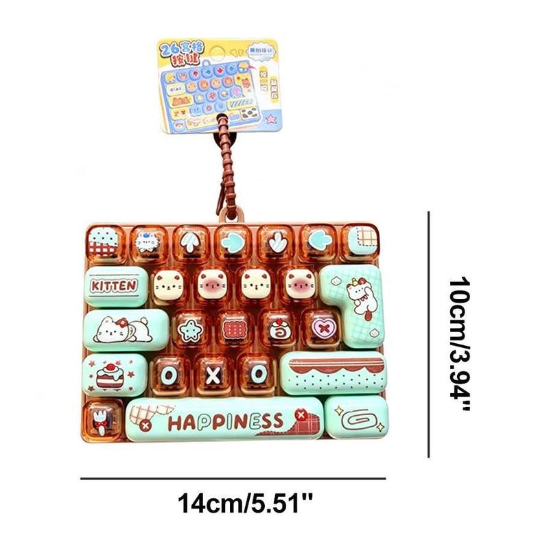 26-Key Mini Fidget Keyboard Toy with Carry Strap for Busy Hands and Everyday Stress Relief – Pocket-Size Clicky Desk Toy, Cute Birthday, Halloween or Christmas Gift for Adults and Kids