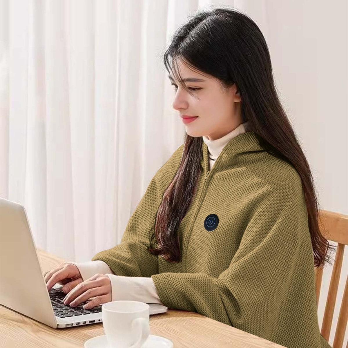 USB Heated Wearable Throw Blanket – 3 Heat Settings, Washable Cozy Wrap for Home, Office & Travel