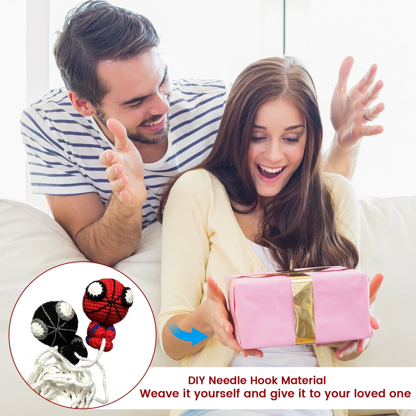 Beginner Superhero Crochet Kit with Video Guide, Handmade Superhero Amigurumi Crochet DIY Kit for Adults, Extra 40% Yarn, Handmade DIY Craft Gift for Knitting Enthusiasts & Superhero Fans
