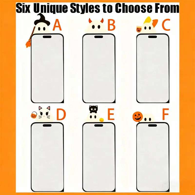6PCS Halloween Phone Charms – 3D Ghost, Pumpkin & Bat Decorations