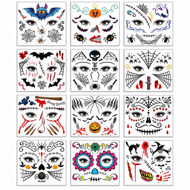 Temporary Face Tattoos for Costumes, Parties, Festivals & Photo Shoots｜One Sheet. A Whole New Character.