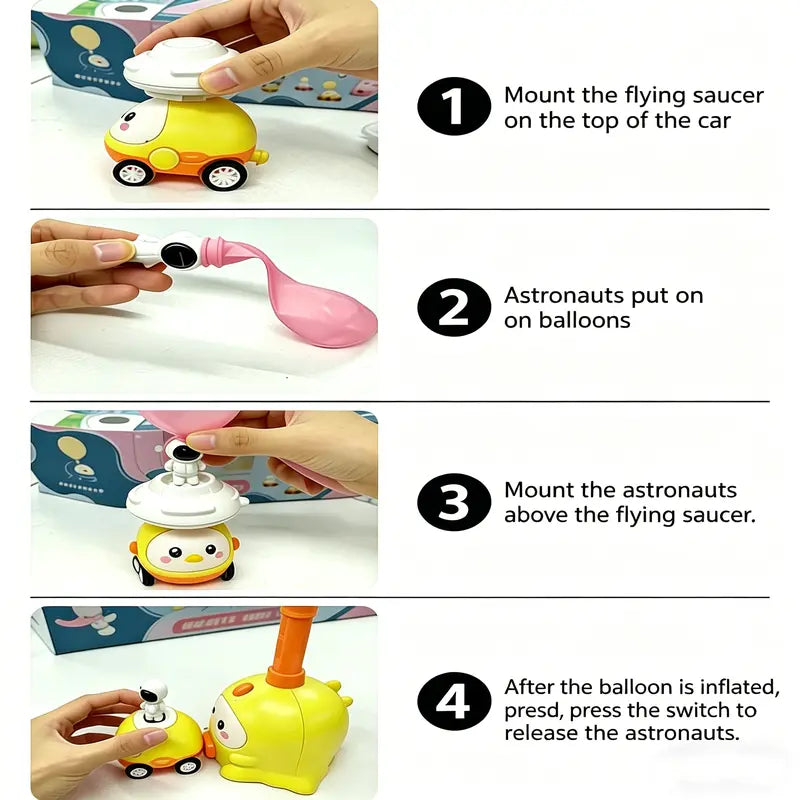 Balloon-Powered Car & Flying Toy Set – Air Pump Launch Playset