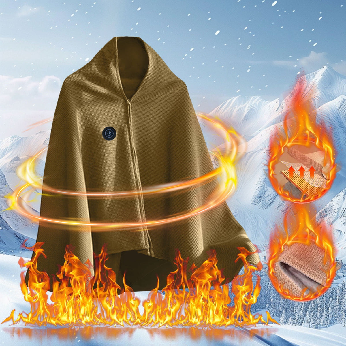 USB Heated Wearable Throw Blanket – 3 Heat Settings, Washable Cozy Wrap for Home, Office & Travel