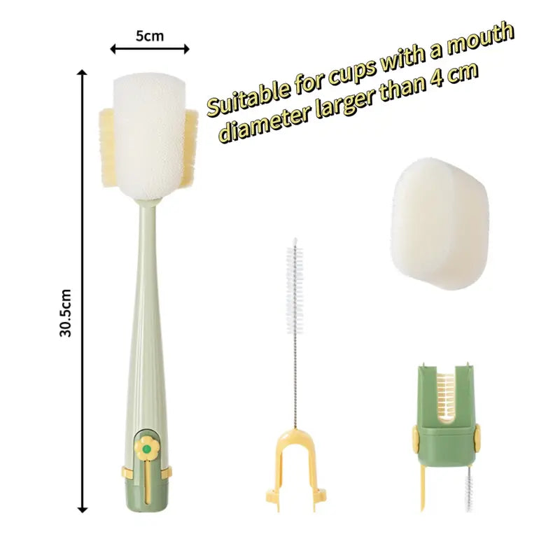 5-in-1 Bottle Cleaning Brush Set – Silicone Scrubber with Straw Brush