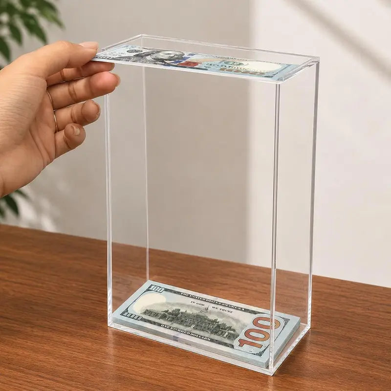 Floating Bill Savings Challenge Box – Clear Acrylic Money Bank