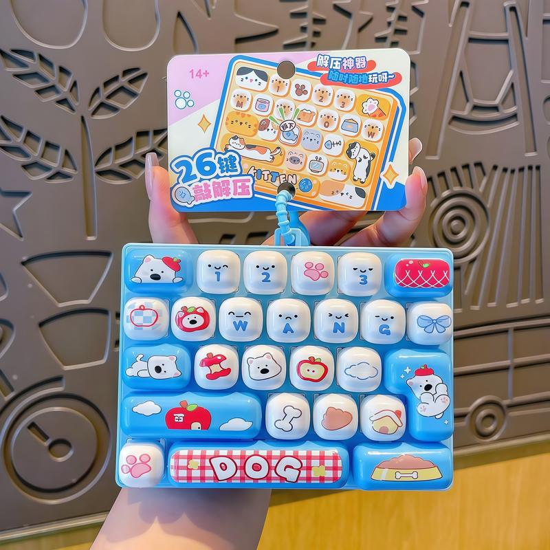 26-Key Mini Fidget Keyboard Toy with Carry Strap for Busy Hands and Everyday Stress Relief – Pocket-Size Clicky Desk Toy, Cute Birthday, Halloween or Christmas Gift for Adults and Kids