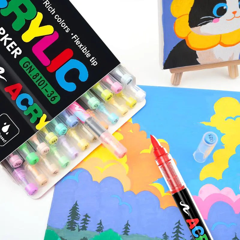 Acrylic Paint Marker Set – Soft Brush Tip Paint Pens, 12/24/36/48/72 Colors