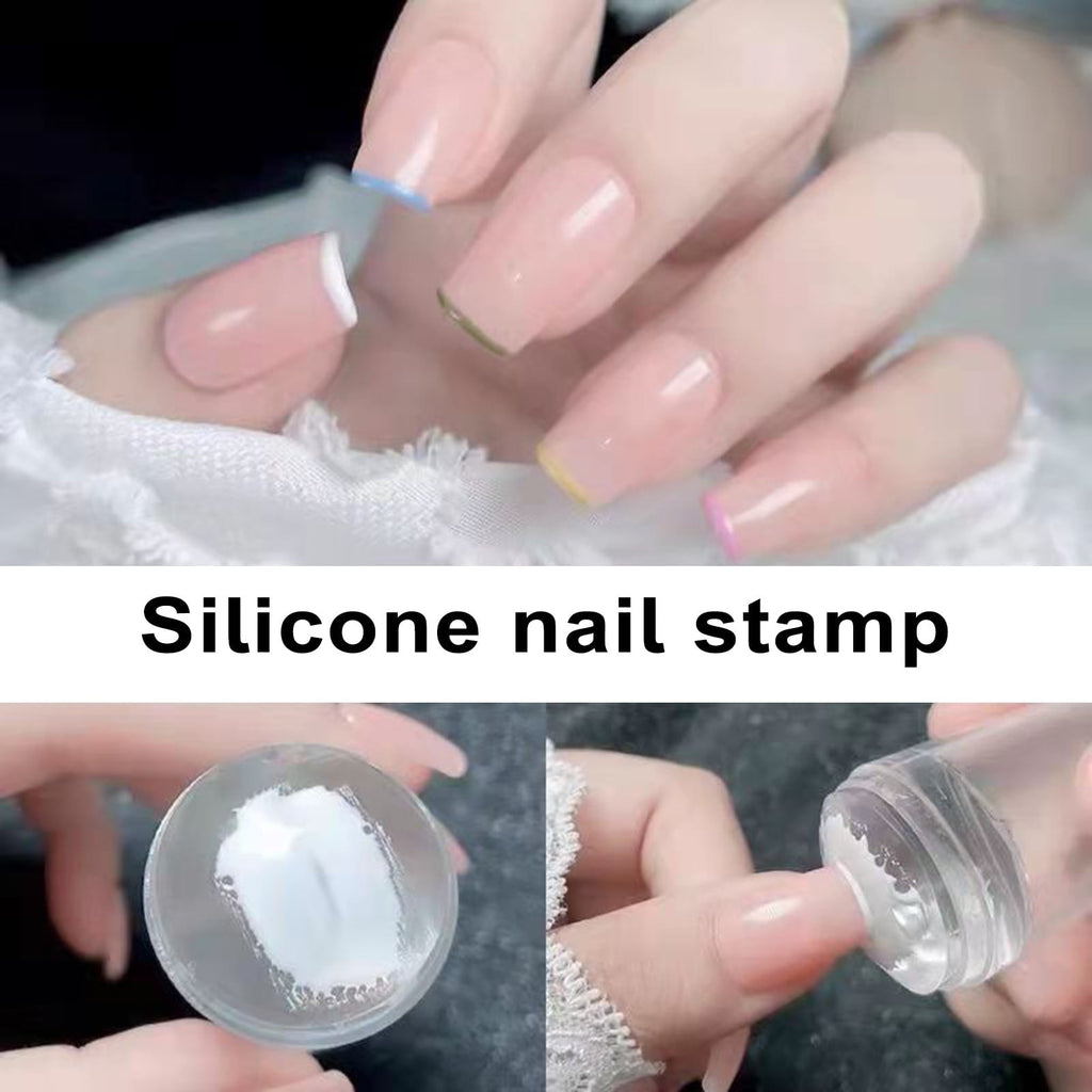 French Tip Nail Stamp - Clear Silicone Reusable Nail Art Stamper for DIY Manicure