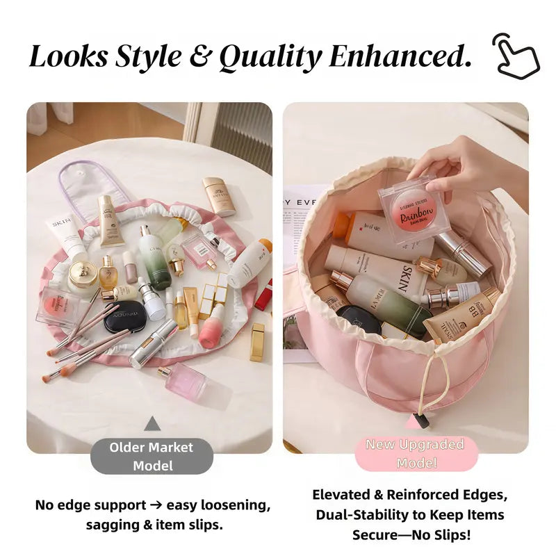 Drawstring Makeup Bag – Large Capacity Travel Cosmetic Organizer
