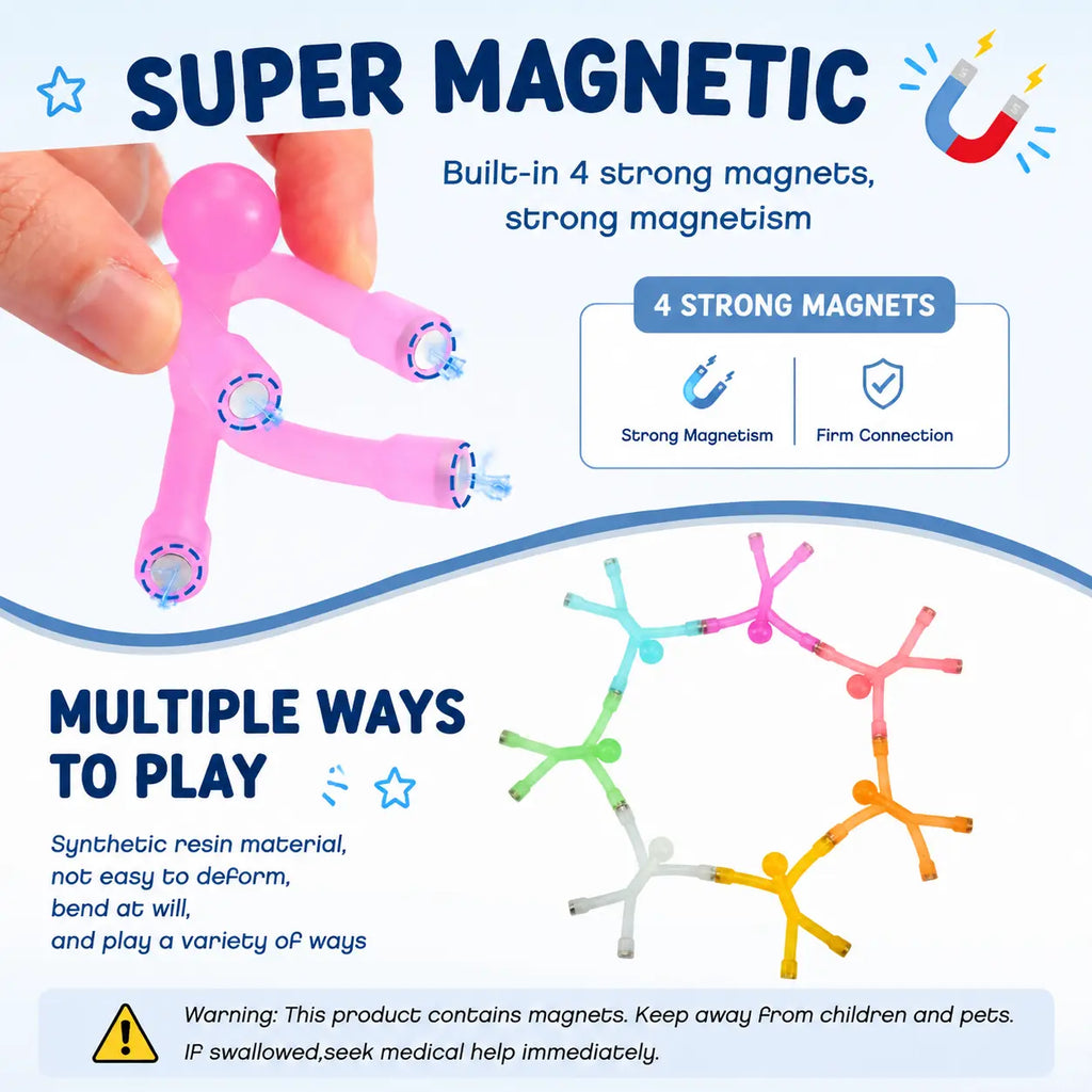 Magnetic Silicone Figures | Safe Bendy Sensory Toys for Kids