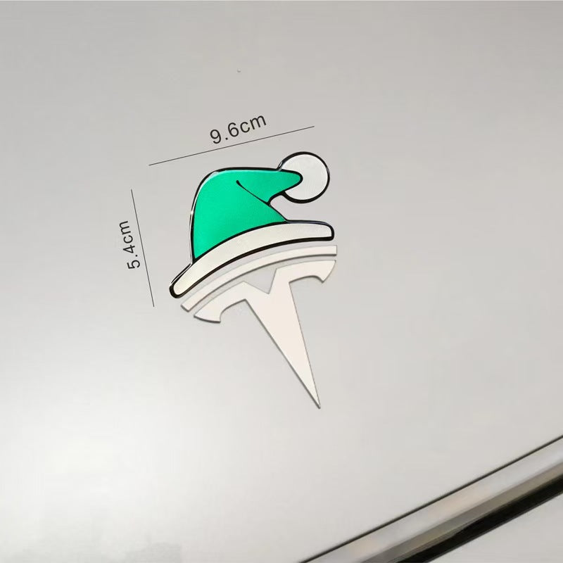 2PCS Christmas Hat Car Badge Stickers – Raised Holiday Auto Decor