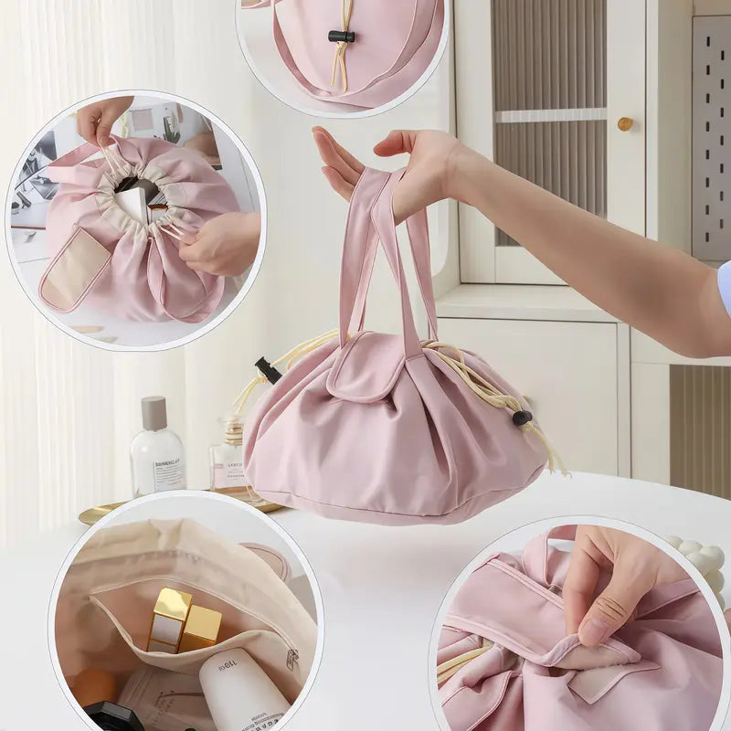Drawstring Makeup Bag – Large Capacity Travel Cosmetic Organizer