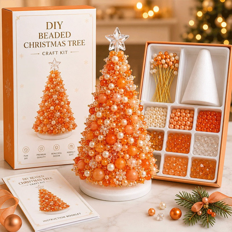 DIY Beaded Christmas Tree Kit – Handmade Tabletop Holiday Decoration Craft Set