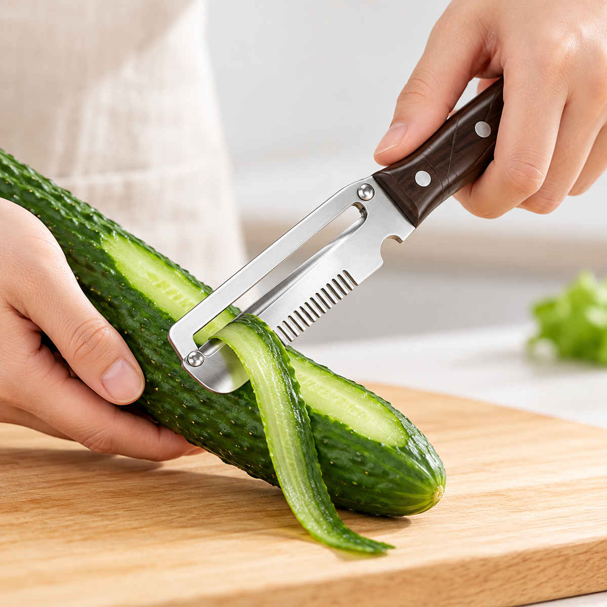 4-in-1 Multifunction Vegetable Peeler – Julienne Cutter, Green-Onion Shredder & Bottle Opener