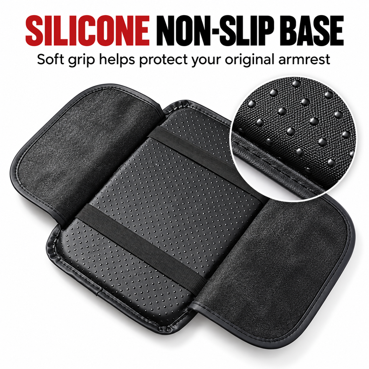 Padded Car Armrest Cover – Quilted Console Cushion with Storage Pocket