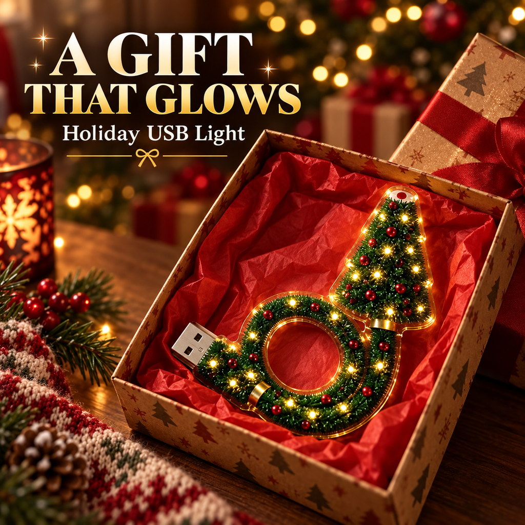 Christmas Projector Light – USB Flexible Tree Lamp with 6 Festive Patterns