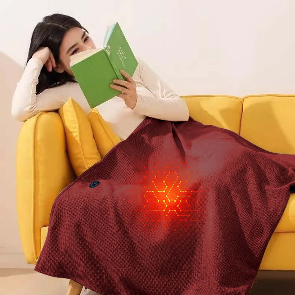 USB Heated Wearable Throw Blanket – 3 Heat Settings, Washable Cozy Wrap for Home, Office & Travel