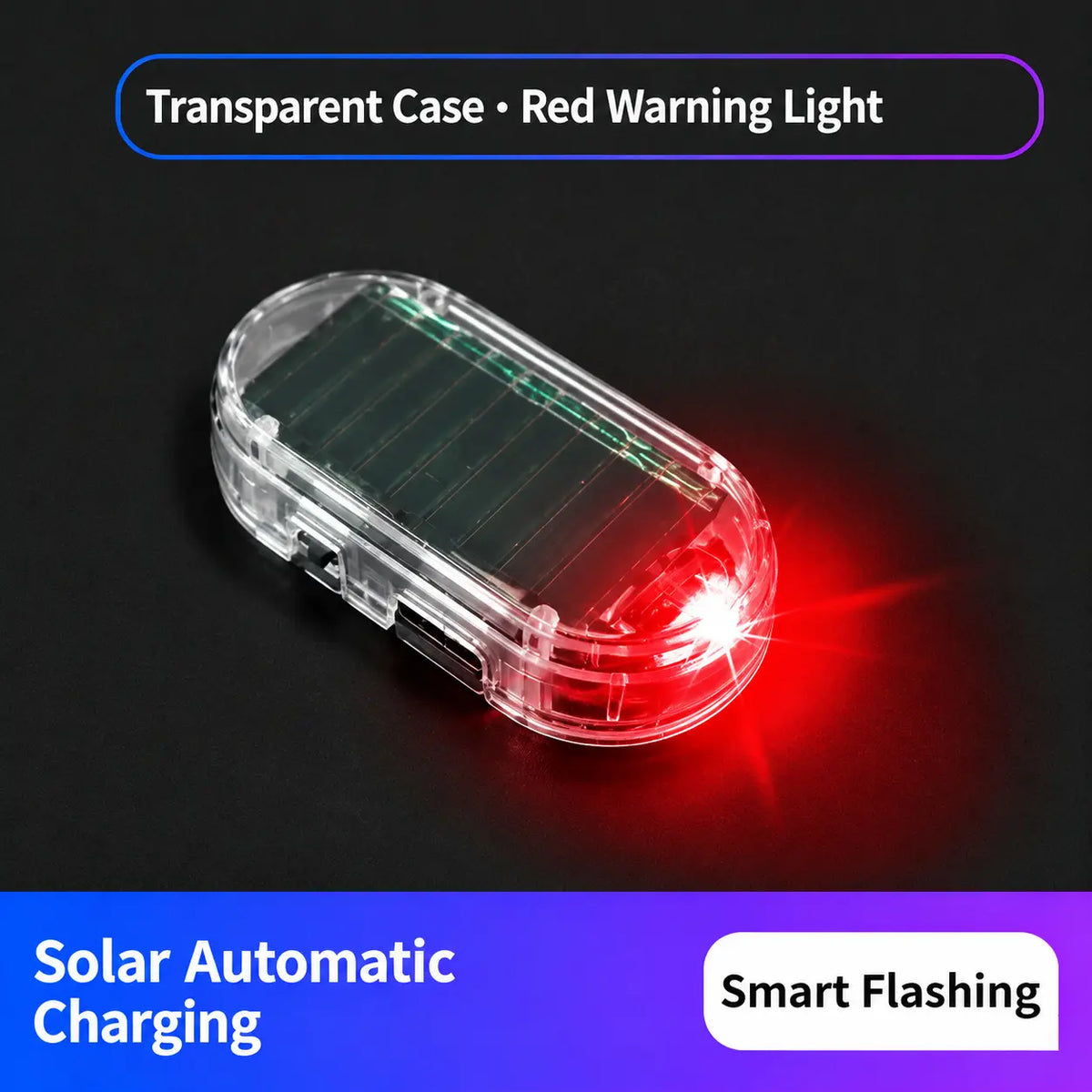 Solar Fake Car Alarm Light – Red & Blue Auto Sensor Security Warning LED