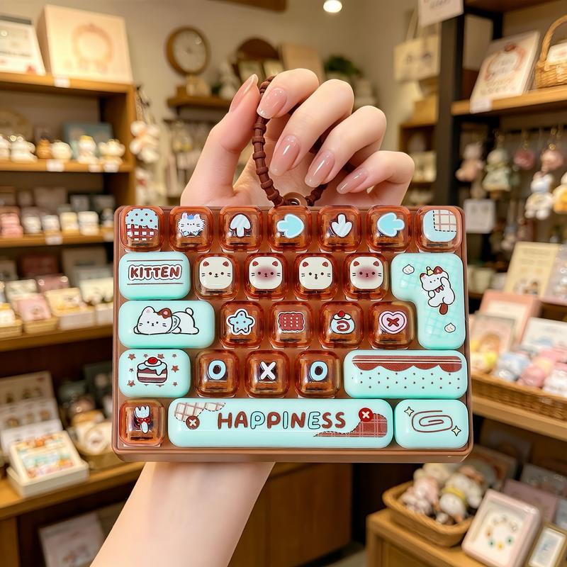 26-Key Mini Fidget Keyboard Toy with Carry Strap for Busy Hands and Everyday Stress Relief – Pocket-Size Clicky Desk Toy, Cute Birthday, Halloween or Christmas Gift for Adults and Kids