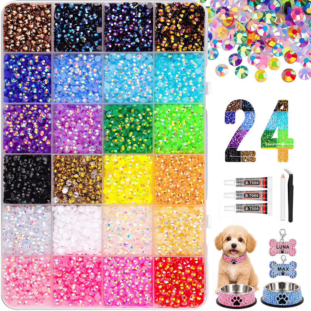 40,000PCS Rhinestone Bedazzling Kit – 40 Colors 3mm Flatback Resin Gems with Tools