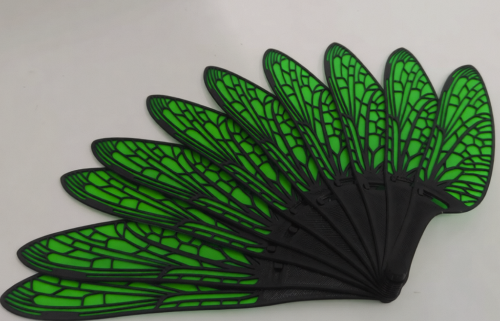 Dragonfly Wing Folding Fan Home Daily Use Holiday Gift Feather Fan (White/Black & White/Blue & White/Black & Green)