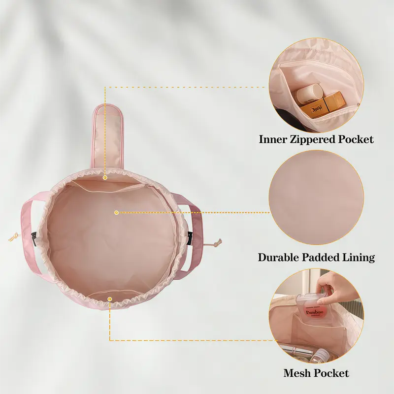 Drawstring Makeup Bag – Large Capacity Travel Cosmetic Organizer