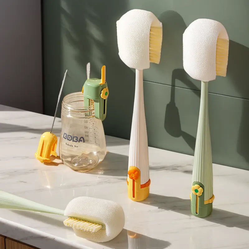 5-in-1 Bottle Cleaning Brush Set – Silicone Scrubber with Straw Brush