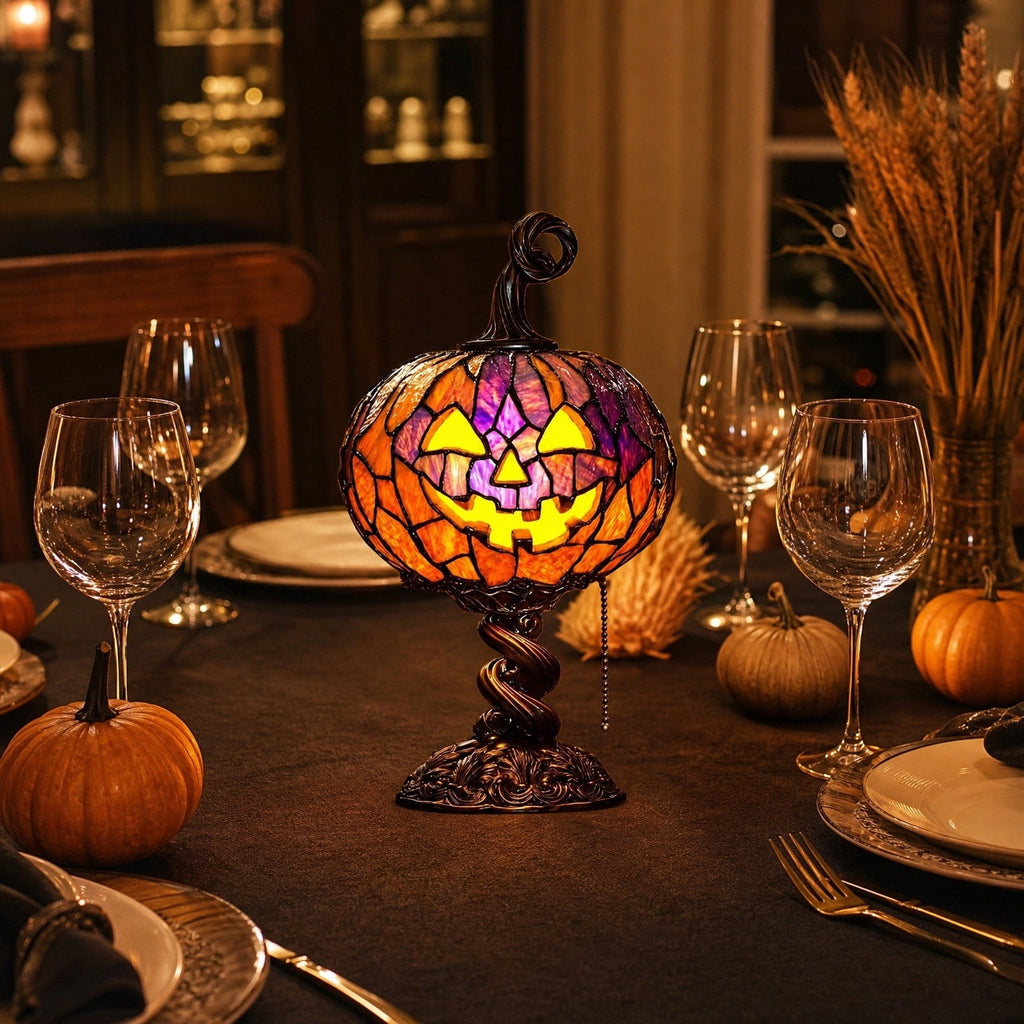 Halloween Decorations Pumpkin Table Lamp, Warm Glow Light Up Halloween Pumpkin Statue Light, Classic Smiling Face Pumpkin Night Light for Mantel Shelf Indoor Halloween Party Home Decor