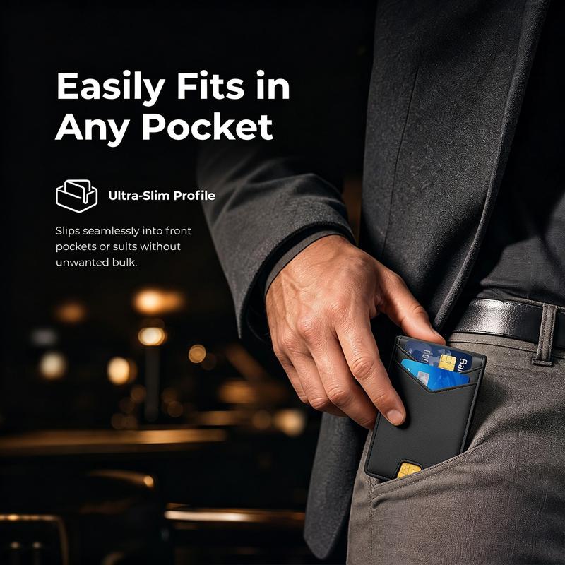 RFID-Blocking Pop-Up Wallet – Compact Aluminum Card Holder with Quick-Access Trigger, Cash Storage and Exterior Card Slots