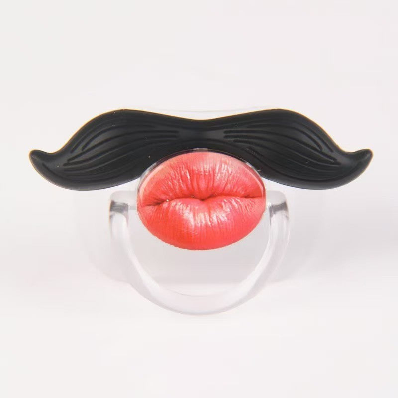 Tiny Smile, Big Personality – Funny Mustache Pacifier & Party Photo Prop｜Novelty Red-Lips Design with Matching Dust Cover, 4 Individual Styles or Complete 4-Piece Set