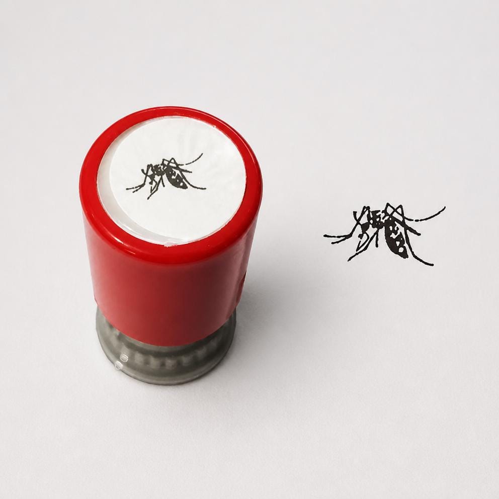 Mosquito Prank Stamp – Funny Bug-Impression Rubber Stamp for Parties, Crafts, Cards & Gag Gifts