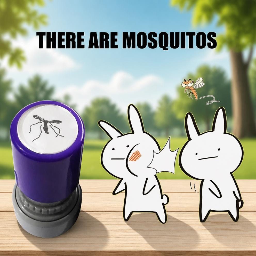 Mosquito Prank Stamp – Funny Bug-Impression Rubber Stamp for Parties, Crafts, Cards & Gag Gifts