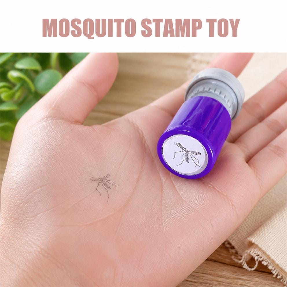 Mosquito Prank Stamp – Funny Bug-Impression Rubber Stamp for Parties, Crafts, Cards & Gag Gifts